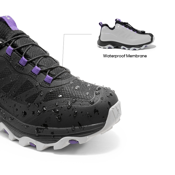 Women's Waterproof Mesh Hiking Shoes - BLACK/PURPLE - 3